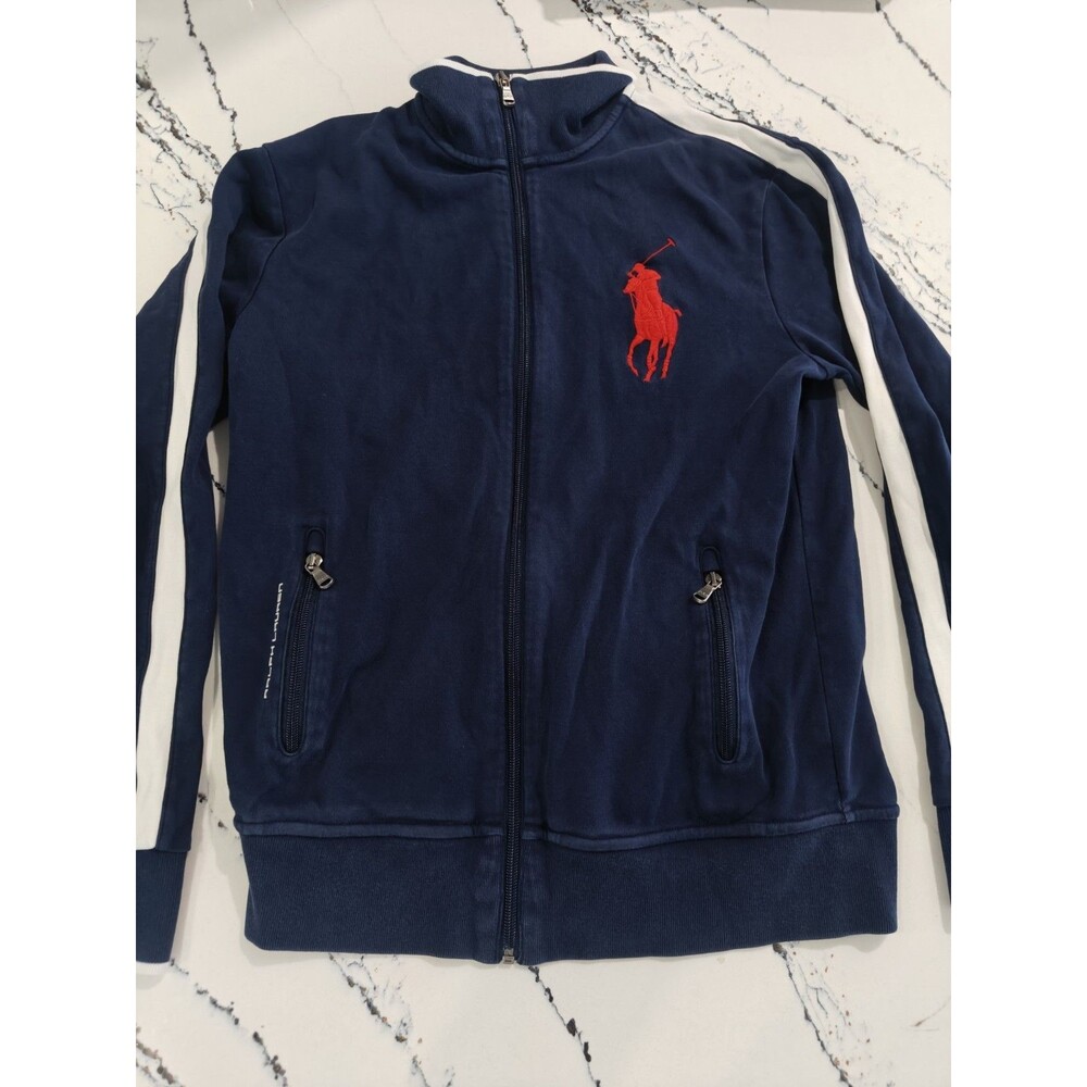 Polo Ralph Lauren Track Jacket Sweatshirt Youth Kids Size Small Blue Big Pony